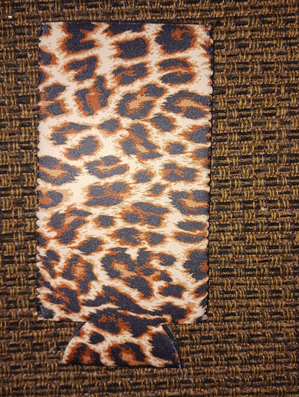 Leopard Print Can Cooler Sleeve - Brown & Black